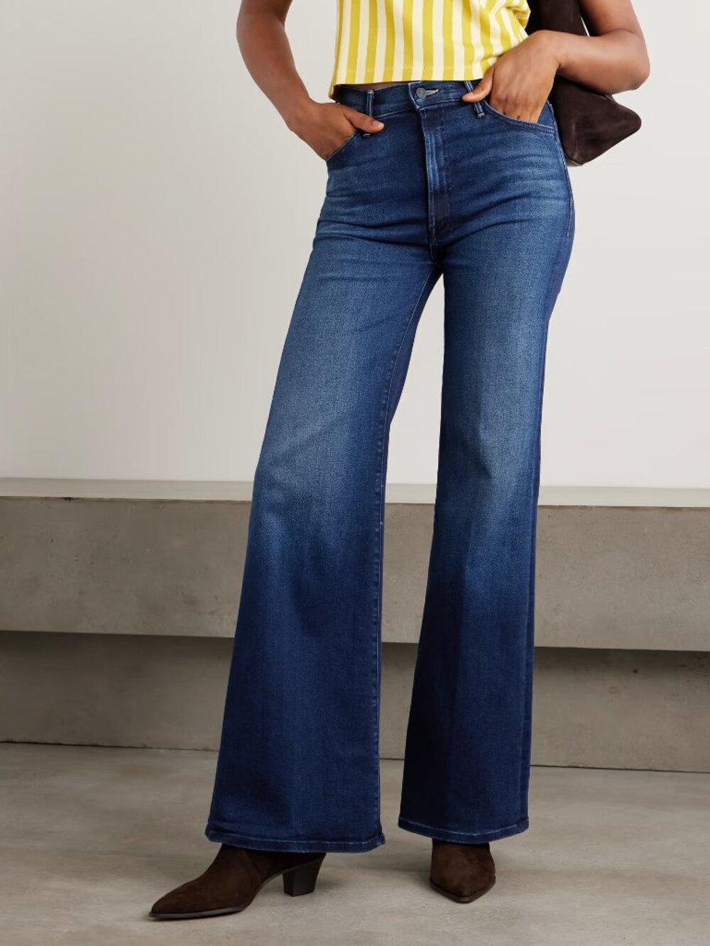 NWT Mother The Hustler Roller Sneak high-rise wide-leg jeans